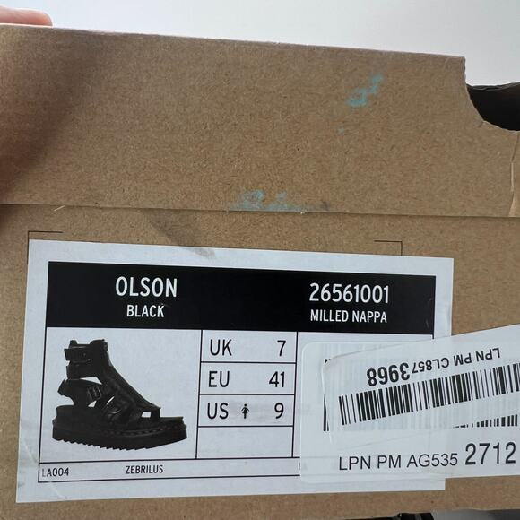 Dr Martens Olson Milled Nappa Platform Zip Up Gladiator Sandals Black Women's 9 - Picture 12 of 12